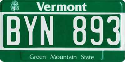 VT license plate BYN893