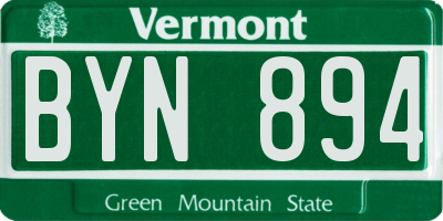 VT license plate BYN894