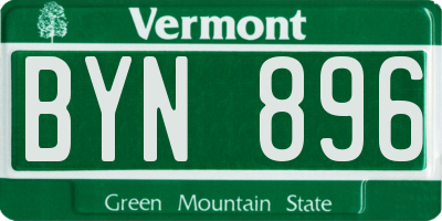 VT license plate BYN896