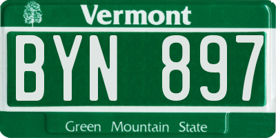 VT license plate BYN897