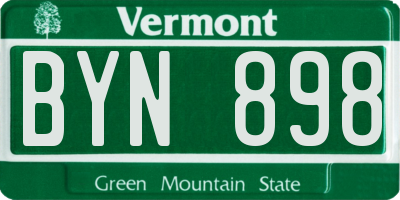 VT license plate BYN898