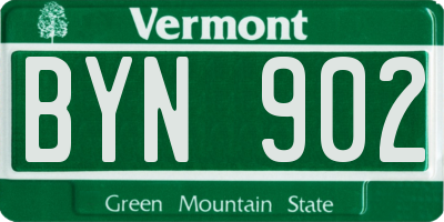 VT license plate BYN902