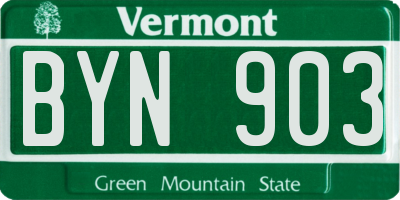 VT license plate BYN903