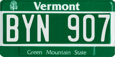 VT license plate BYN907