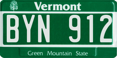VT license plate BYN912