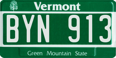 VT license plate BYN913