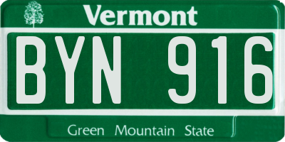VT license plate BYN916