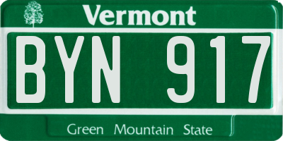 VT license plate BYN917
