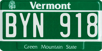 VT license plate BYN918