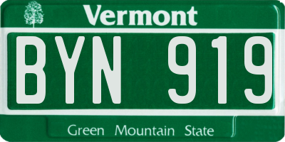 VT license plate BYN919