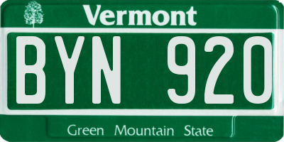 VT license plate BYN920