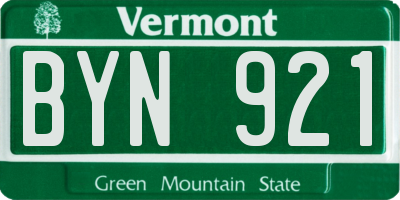 VT license plate BYN921