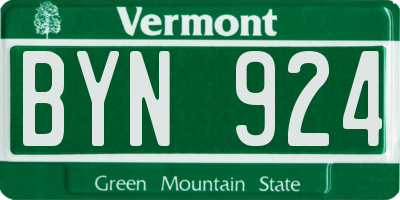 VT license plate BYN924