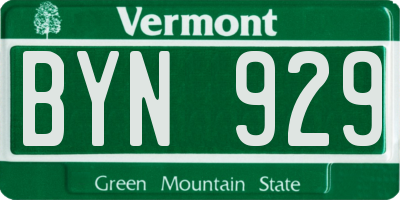 VT license plate BYN929