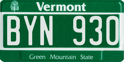 VT license plate BYN930