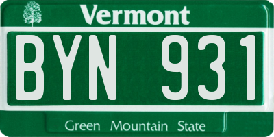 VT license plate BYN931