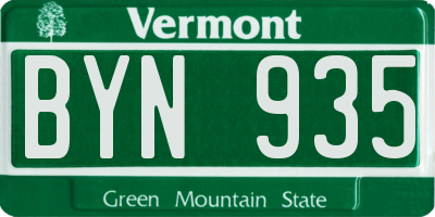 VT license plate BYN935