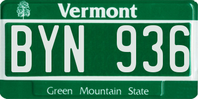 VT license plate BYN936