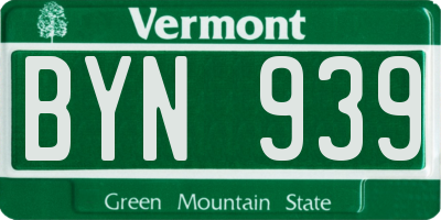 VT license plate BYN939