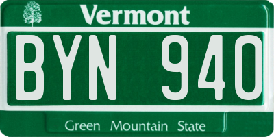 VT license plate BYN940