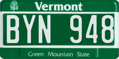 VT license plate BYN948