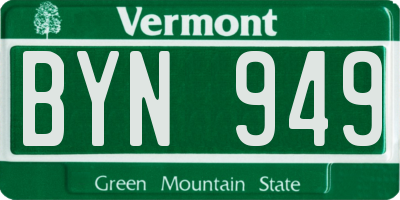 VT license plate BYN949