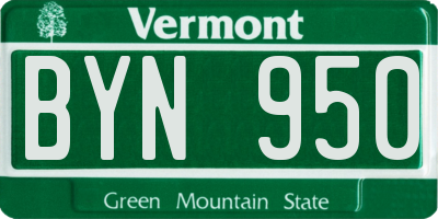 VT license plate BYN950