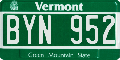 VT license plate BYN952