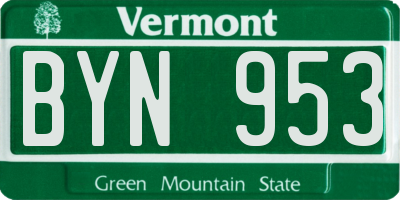 VT license plate BYN953
