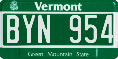 VT license plate BYN954