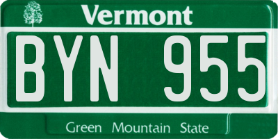 VT license plate BYN955