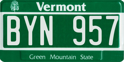 VT license plate BYN957