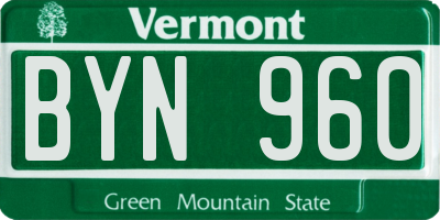 VT license plate BYN960