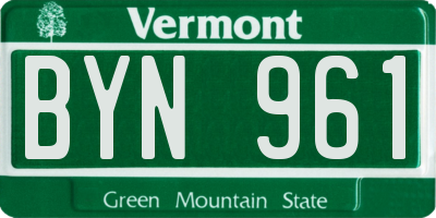 VT license plate BYN961