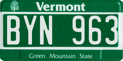 VT license plate BYN963