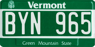 VT license plate BYN965