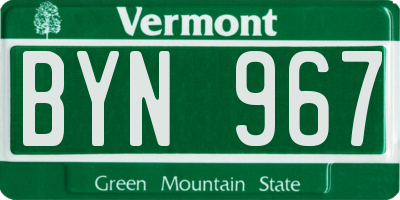 VT license plate BYN967