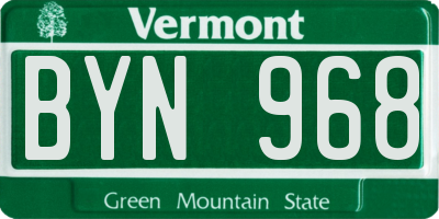 VT license plate BYN968