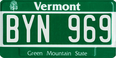 VT license plate BYN969