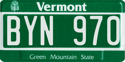 VT license plate BYN970