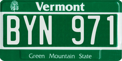 VT license plate BYN971