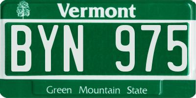 VT license plate BYN975