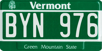 VT license plate BYN976