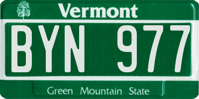 VT license plate BYN977