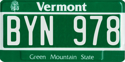 VT license plate BYN978