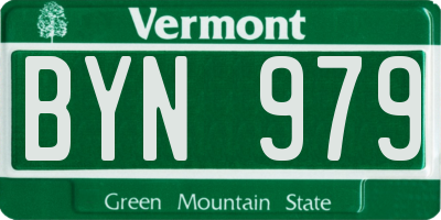 VT license plate BYN979
