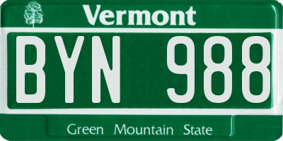 VT license plate BYN988