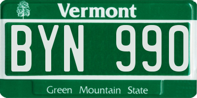VT license plate BYN990