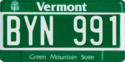 VT license plate BYN991