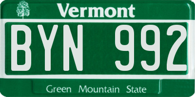 VT license plate BYN992